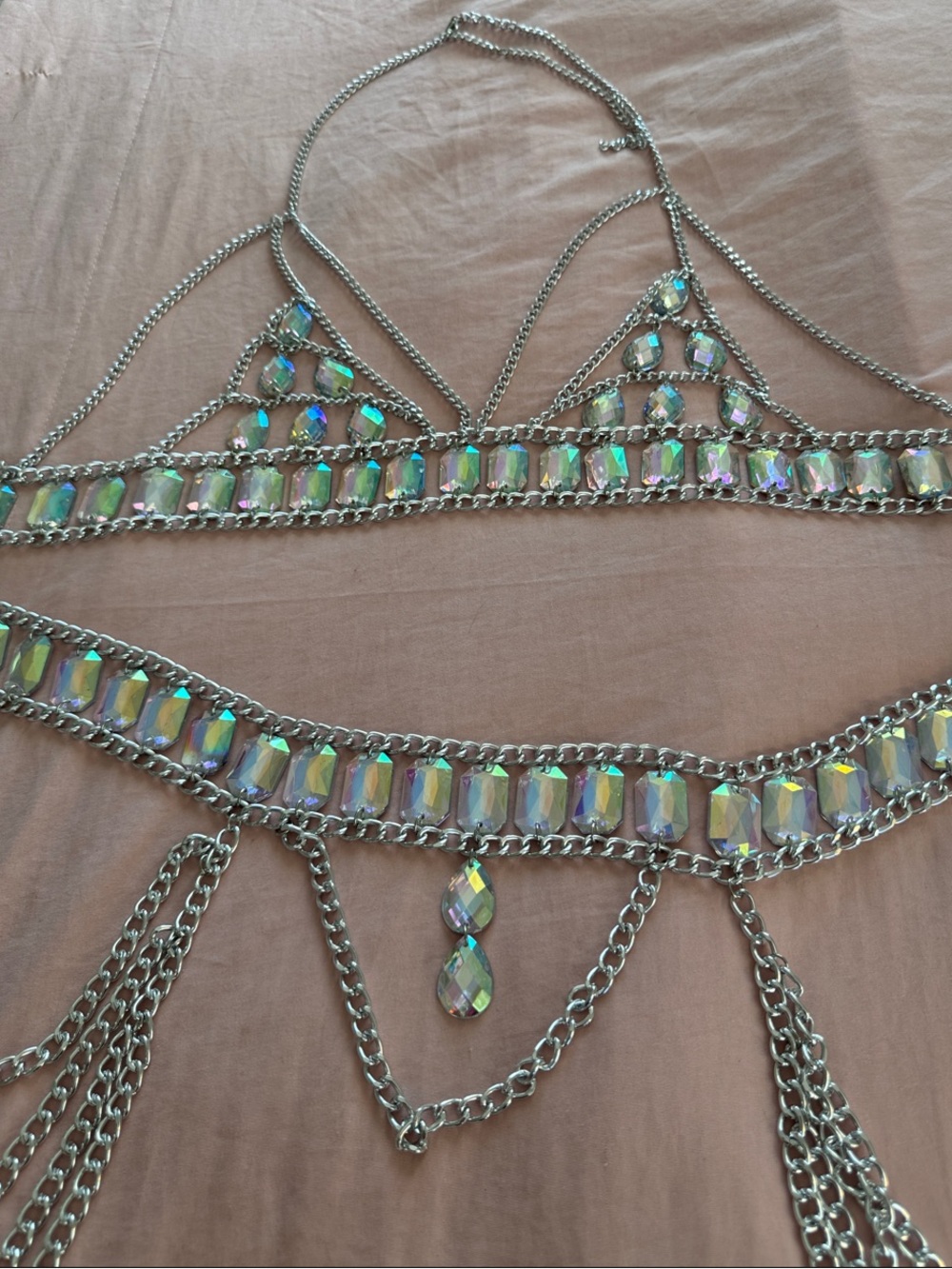 Beautiful Iridescent Crystal Chain Body Jewelry
